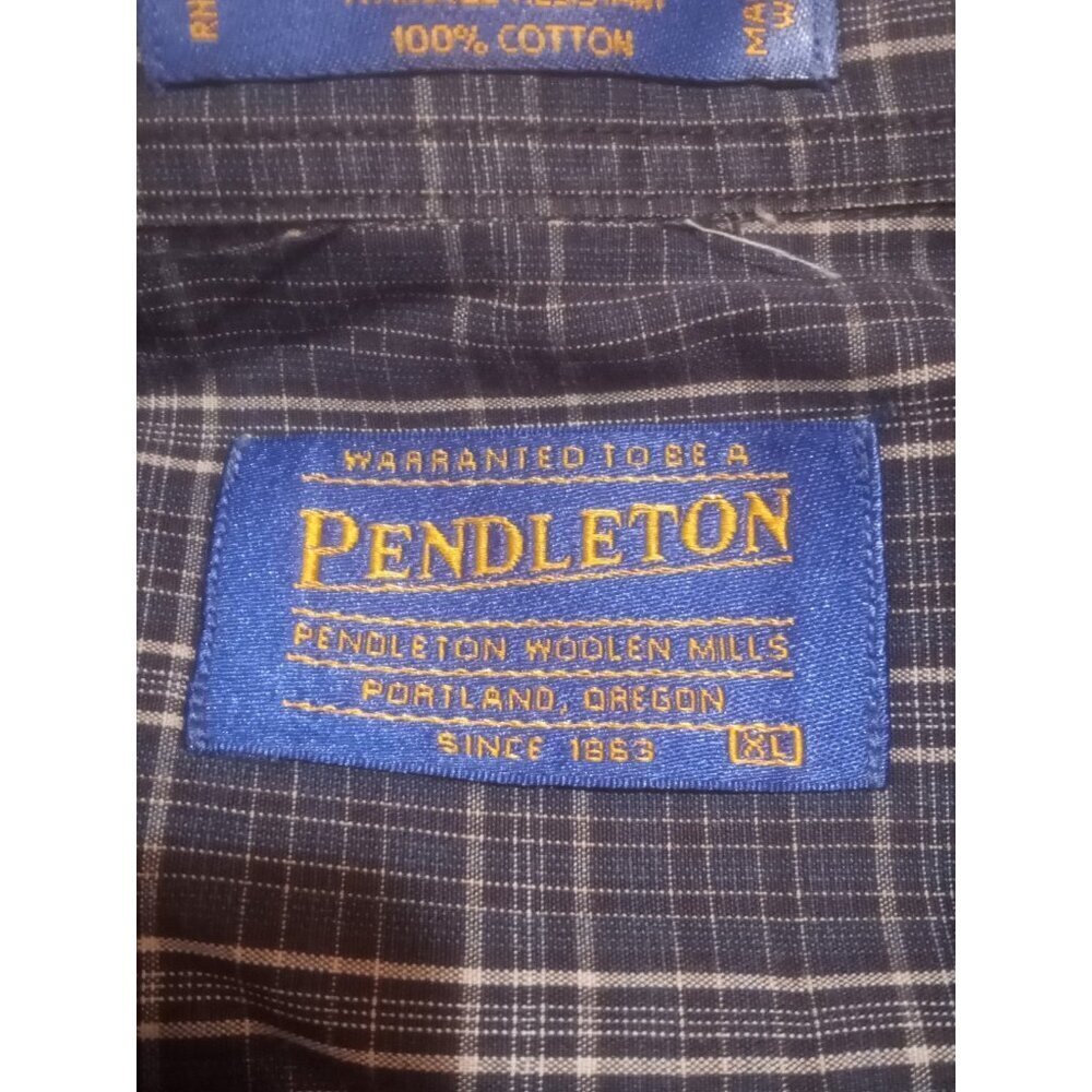 Pendleton Shirt Mens XL Blue 100% Cotton Plaid Long Sleeve Button Down - Picture 9 of 12